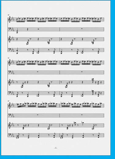 a transcripted scores of the "Enduring movement" sheet