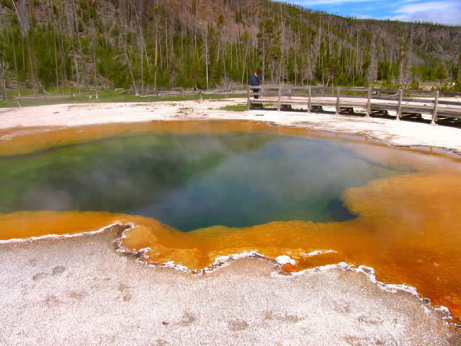 Fotos of Yellowstone Nat. Park, Wyoming. Hot springs and holes are vulcanic and are very colorful. 