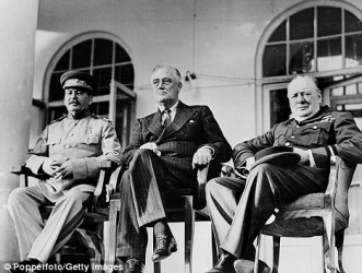 Stalin,Churchill, and Roosevelt at the Tehran conference in 1943.