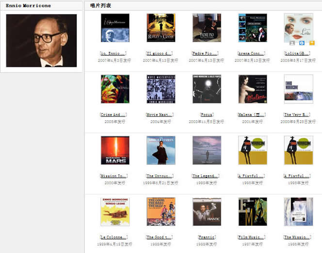 Chinese famous SINA site has published a large number of Morricone's music 