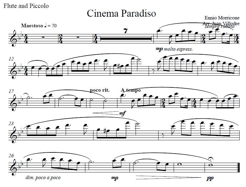 A full score of Cnema Paradiso